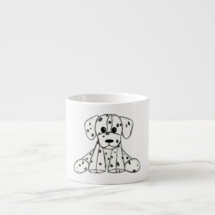 Dalmatiner ausgestopfter Hund zeichnend Kontur ein Espressotasse