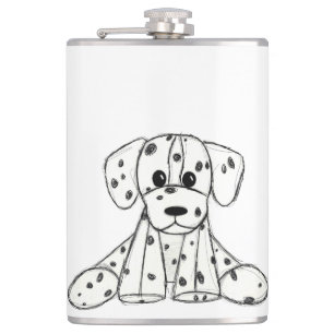 Dalmatiner ausgestopfter Hund zeichnend Kontur ein Flachmann