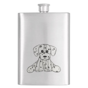 Dalmatiner ausgestopfter Hund zeichnend Kontur ein Flachmann