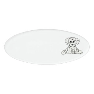 Dalmatiner ausgestopfter Hund zeichnend Kontur ein Namenschild