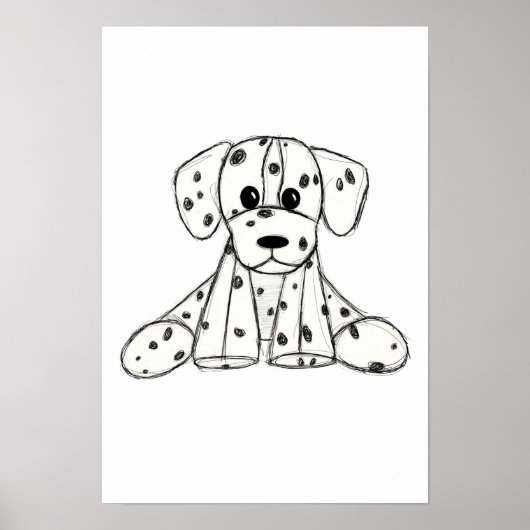 Dalmatiner ausgestopfter Hund zeichnend Kontur ein Poster (Vorne)