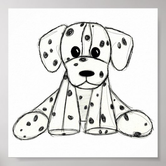 Dalmatiner ausgestopfter Hund zeichnend Kontur ein Poster (Vorne)