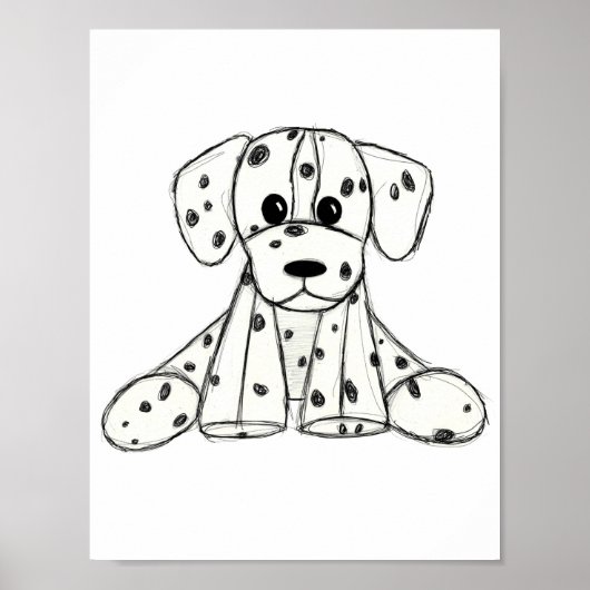 Dalmatiner ausgestopfter Hund zeichnend Kontur ein Poster (Vorne)