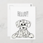 Dalmatiner ausgestopfter Hund zeichnend Kontur ein Postkarte (Vorne/Hinten)