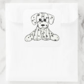Dalmatiner ausgestopfter Hund zeichnend Kontur ein Quadratischer Aufkleber (Tasche)