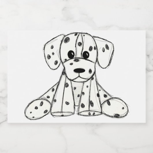 Dalmatiner ausgestopfter Hund zeichnend Kontur ein Schaumweinetikett (Einzelnes Label)