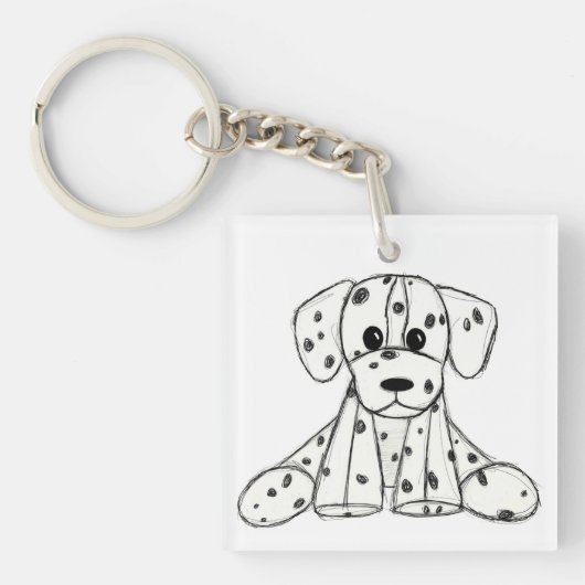 Dalmatiner ausgestopfter Hund zeichnend Kontur ein Schlüsselanhänger (Vorderseite)