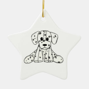 Dalmatiner ausgestopfter Hund Zeichnung Umriss ein Keramik Ornament