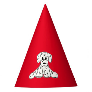 Dalmatiner ausgestopfter Hund Zeichnung Umriss ein Partyhütchen