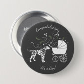 Dalmatiner Baby Dusche Hund Silhouette Button (Vorne & Hinten)