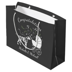 Dalmatiner Baby Dusche Hund Silhouette Große Geschenktüte