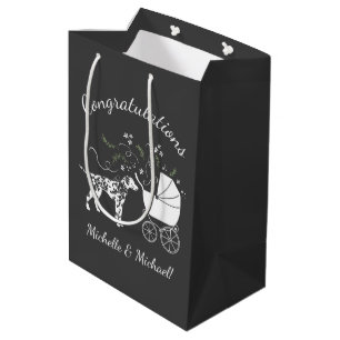 Dalmatiner Baby Dusche Hund Silhouette Mittlere Geschenktüte