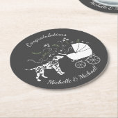 Dalmatiner Baby Dusche Hund Silhouette Runder Pappuntersetzer (Angewinkelt)