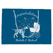Dalmatiner Baby Shower Welpenhund Große Geschenktüte (Rückseite)