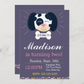 Dalmatiner Birthday Einladung (lila) (Vorne/Hinten)