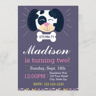 Dalmatiner Birthday Einladung (lila)