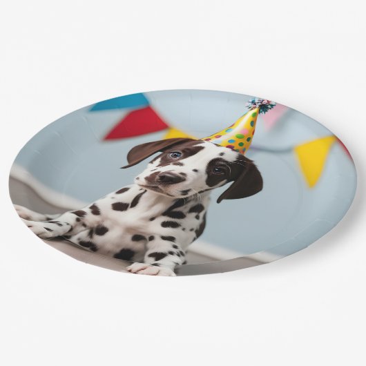 Dalmatiner Birthday Party Pappteller (Schrägansicht)