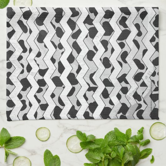 Dalmatiner Black and White Chvron Geschirrtuch (Gefaltet)