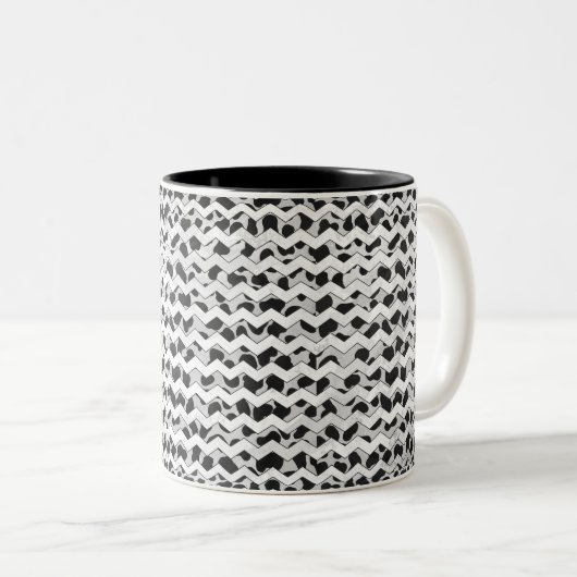 Dalmatiner Black and White Chvron Zweifarbige Tasse (VorderseiteRechts)