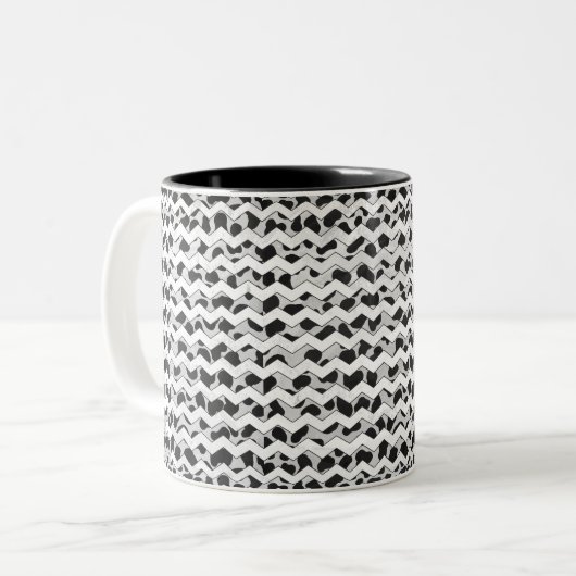 Dalmatiner Black and White Chvron Zweifarbige Tasse (Vorderseite Links)