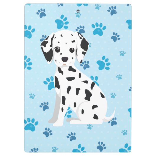 Dalmatiner Blue Paw Print Personalisiert Klemmbrett (Rückseite)
