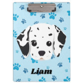 Dalmatiner Blue Paw Print Personalisiert Klemmbrett (Vorderseite)