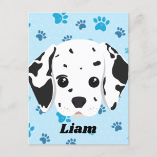 Dalmatiner Blue Paw Print Personalisiert Postkarte