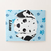 Dalmatiner Blue Paw Print Personalisiert Puzzle (Horizontal)