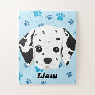 Dalmatiner Blue Paw Print Personalisiert Puzzle