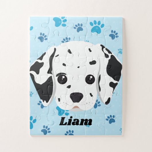 Dalmatiner Blue Paw Print Personalisiert Puzzle (Vertikal)