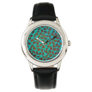 Dalmatiner braun und Aquamarin Armbanduhr