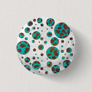 Dalmatiner braun und Aquamarin Button