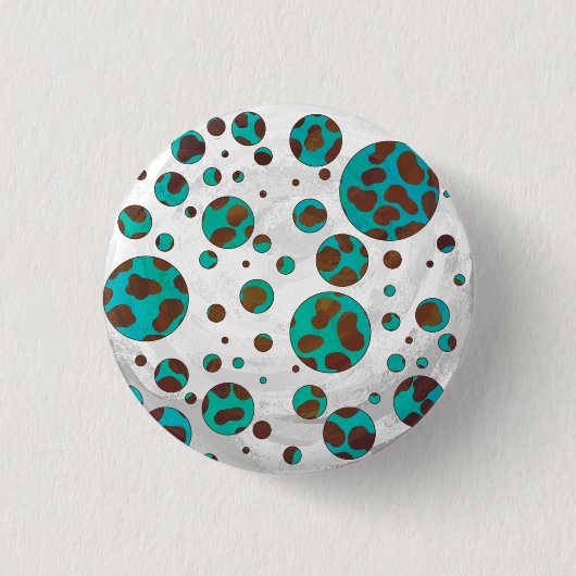 Dalmatiner braun und Aquamarin Button (Vorderseite)
