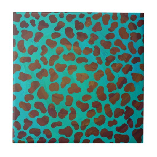 Dalmatiner braun und Aquamarin Fliese (Vorderseite)