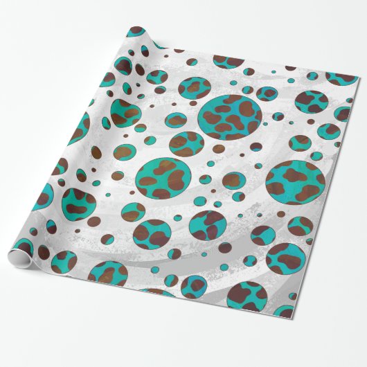 Dalmatiner braun und Aquamarin Geschenkpapier (Ungerollt)