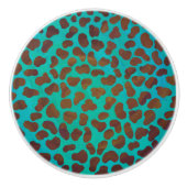 Dalmatiner braun und Aquamarin Keramikknauf (Vorderseite)