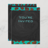 Dalmatiner braun und Aquamarin mit Monogramm Einladung (Vorne/Hinten)