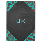 Dalmatiner braun und Aquamarin mit Monogramm Klemmbrett (Rückseite)