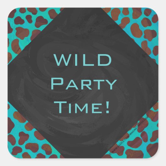 Dalmatiner braun und Aquamarin mit Monogramm Quadratischer Aufkleber (Vorderseite)