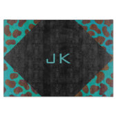 Dalmatiner braun und Aquamarin mit Monogramm Schneidebrett (Vorderseite)