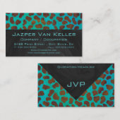 Dalmatiner braun und Aquamarin mit Monogramm Visitenkarte (Vorne/Hinten)