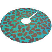 Dalmatiner braun und Aquamarin Polyester Weihnachtsbaumdecke (Schrägansicht)