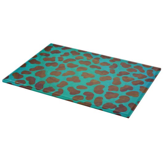 Dalmatiner braun und Aquamarin Schneidebrett (Ecke)