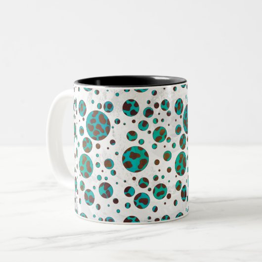Dalmatiner braun und Aquamarin Zweifarbige Tasse (Vorderseite Links)