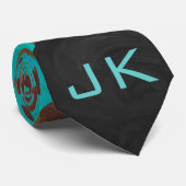 Dalmatiner Braun und Aquamarine Krawatte (Gerollt)