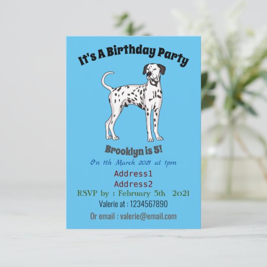 Dalmatiner Cartoon Einladung (Stehend Vorderseite)