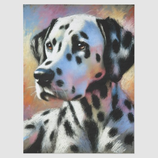 Dalmatiner Chalk Pastel Dog Schwarz-weiße Decoupag Seidenpapier (Vorderseite)