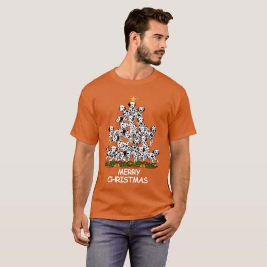 Dalmatiner Christmasree Frohe Weihnachtsgeschenk T-Shirt (Vorne ganz)