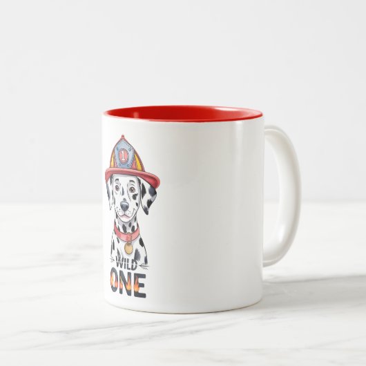 Dalmatiner der Feuerwehr Hund Wild One Zweifarbige Tasse (VorderseiteRechts)