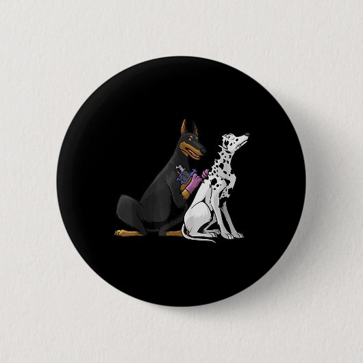 Dalmatiner Doberman Dog Cool Tattoo Artist Geschen Button (Vorderseite)